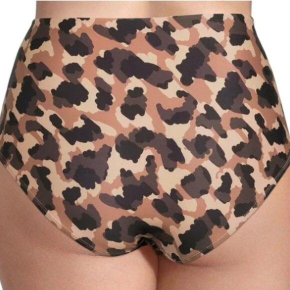 Social Angel Women's Plus Leopard Print High Waist Swimsuit Bottoms 1X - Picture 2 of 5
